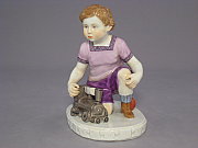 Meissen Figur Kind mit Lokomotive
