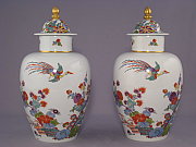 Meissen Paar gro�e Kaminvasen (32,5 cm) mit Augustus-Rex Sonders