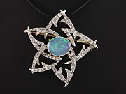 Diamant-Opal-Anh�nger und Brosche