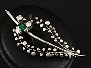 Smaragd-Brillant-Brosche 0,60ct