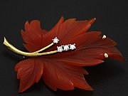 Carneol-Brillant-Blatt-Brosche
