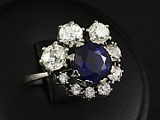 Alter Safir-Diamantring mit DeGEB-Wertgutachten