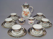 Meissen Kaffeeservice f�r 6 Personen FF-Blumenmalerei in der Mitte und in den Schildern