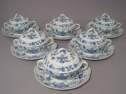 Meissen Set 6 Suppentassen komplett mit Untertasse und Deckel