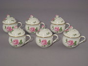 Meissen Set 6 Bouillontassen / Cremebecher mit Deckel