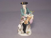 Meissen Figur Jger mit Hund und Kaninchen