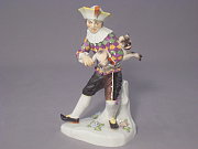 Meissen Figur Komdiant (Harlekin mit Mops)