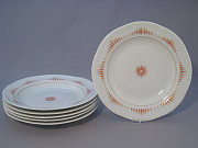 Meissen seltenes Set 6 Speiseteller Strahlenmuster