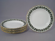 Set 6 Meissen Speiseteller 25 cm, Goldrand, Knauf-Zeit Set 6 Meissen Speiseteller 25 cm, Goldrand, Knauf-Zeit