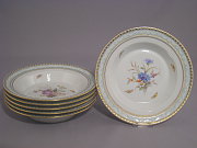 KPM Set 6 Suppenteller klein Kurland Dekor 74<br>Durchmesser 20 cm KPM Set 6 Suppenteller klein Kurland Dekor 74<br>Durchmesser 20 cm